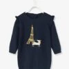 Baby Knitted Dress With Dog Embroidery - Dark Blue -PETIT BATEAU Sales Store baby knitted dress with dog embroidery