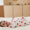 Baby Sleepsuit With Hearts, In Fleece, Petit Bateau - White Light All Over Printed -PETIT BATEAU Sales Store baby sleepsuit with hearts in fleece petit bateau