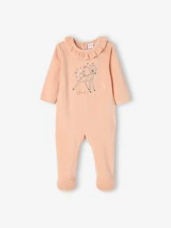 Bambi By Disney® Velour Sleepsuit For Babies - Pink Light Solid With Design
