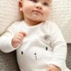 Bear Sleepsuit In Velour, For Babies - Ecru 1 Bear Sleepsuit In Velour, For Babies - Ecru -PETIT BATEAU Sales Store bear sleepsuit in velour for babies