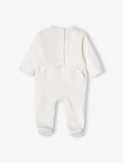 Bear Sleepsuit In Velour, For Babies - Ecru -PETIT BATEAU Sales Store bear sleepsuit in velour for babies 2