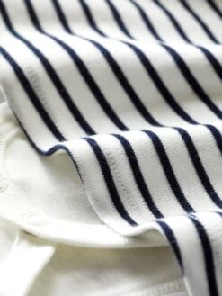 Bodysuit Dress With Sailor-Style Stripes, Organic Cotton, For Babies By PETIT BATEAU - White Medium Solid With Design -PETIT BATEAU Sales Store bodysuit dress with sailor style stripes organic cotton for babies by petit bateau 2