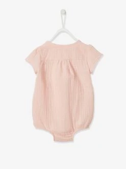 Bodysuit In Cotton Gauze, For Babies - Light Pink -PETIT BATEAU Sales Store bodysuit in cotton gauze for babies 2