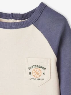 Bodysuit With Contrasting Sleeves For Babies - Beige Medium Solid With Decor -PETIT BATEAU Sales Store bodysuit with contrasting sleeves for babies 3