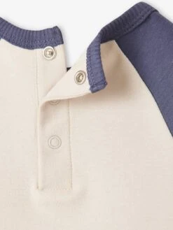 Bodysuit With Contrasting Sleeves For Babies - Beige Medium Solid With Decor -PETIT BATEAU Sales Store bodysuit with contrasting sleeves for babies 5