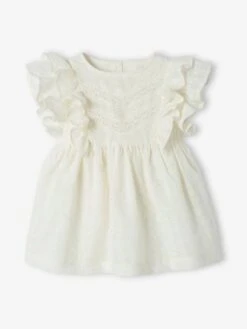 Broderie Anglaise Dress For Babies - Ecru