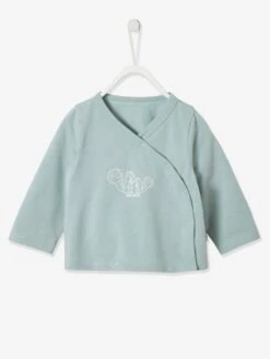 Cardigan In Organic Cotton, For Newborns - Green