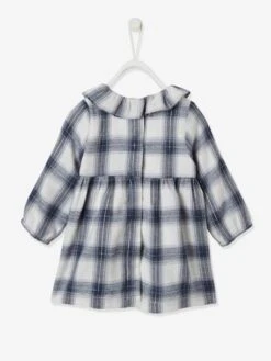 Chequered Dress For Babies - Dark Blue Checks -PETIT BATEAU Sales Store chequered dress for babies 2