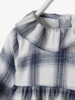 Chequered Dress For Babies - Dark Blue Checks -PETIT BATEAU Sales Store chequered dress for babies 3