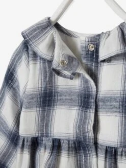Chequered Dress For Babies - Dark Blue Checks -PETIT BATEAU Sales Store chequered dress for babies 4