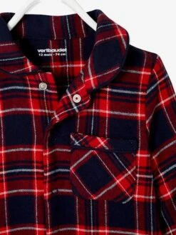 Chequered Flannel Sleepsuit For Babies - Red Checks -PETIT BATEAU Sales Store chequered flannel sleepsuit for babies 2