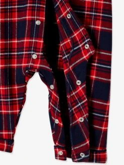 Chequered Flannel Sleepsuit For Babies - Red Checks -PETIT BATEAU Sales Store chequered flannel sleepsuit for babies 3