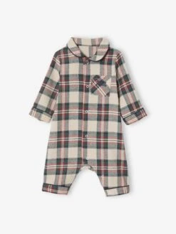 Chequered Flannel Sleepsuit For Babies - Ecru -PETIT BATEAU Sales Store chequered flannel sleepsuit for babies 6