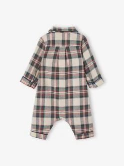 Chequered Flannel Sleepsuit For Babies - Ecru -PETIT BATEAU Sales Store chequered flannel sleepsuit for babies 7