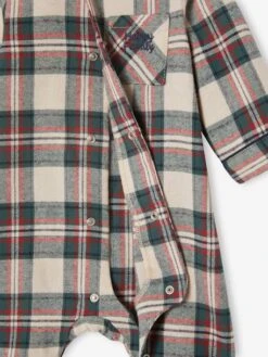 Chequered Flannel Sleepsuit For Babies - Ecru -PETIT BATEAU Sales Store chequered flannel sleepsuit for babies 8