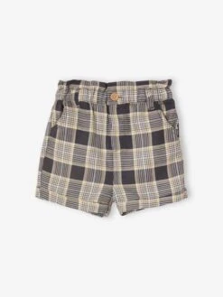 Chequered Shorts For Baby Girls - Chequered Grey