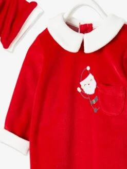 Christmas Gift Set For Babies: Velour Sleepsuit + Hat - Dark Red -PETIT BATEAU Sales Store christmas gift set for babies velour sleepsuit hat 3