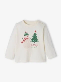 Christmas Jumper With "Christmas Time" Inscription, For Babies - Ecru