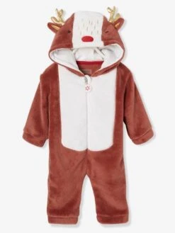 Christmas Reindeer Jumpsuit, For Babies - Light Brown