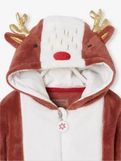 Christmas Reindeer Jumpsuit, For Babies - Light Brown -PETIT BATEAU Sales Store christmas reindeer jumpsuit for babies 3