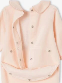 Christmas Sleepsuit & Hat In Velour For Baby Girls - Pale Pink -PETIT BATEAU Sales Store christmas sleepsuit hat in velour for baby girls 3