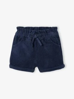 Corduroy Shorts For Baby Girls - Blue Dark Solid