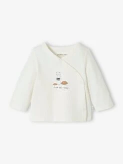 Cotton & Elastane Cardigan For Newborn Babies - White Light Solid With Design