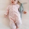 Cotton Flannel Sleepsuit For Babies - Pink Medium Checks -PETIT BATEAU Sales Store cotton flannel sleepsuit for babies