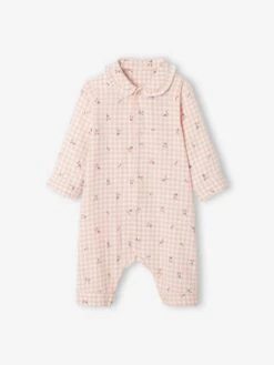 Cotton Flannel Sleepsuit For Babies - Pink Medium Checks -PETIT BATEAU Sales Store cotton flannel sleepsuit for babies 2