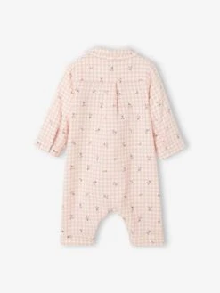 Cotton Flannel Sleepsuit For Babies - Pink Medium Checks -PETIT BATEAU Sales Store cotton flannel sleepsuit for babies 3