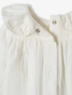 Cotton Gauze Blouse With Frilly Collar For Baby - Ecru -PETIT BATEAU Sales Store cotton gauze blouse with frilly collar for baby 5