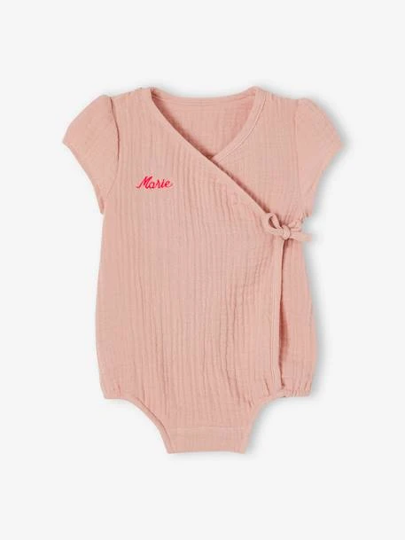 Cotton Gauze Bodysuit For Newborn Babies - Rosy 6 Cotton Gauze Bodysuit For Newborn Babies - Rosy - Image 4