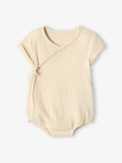 Cotton Gauze Bodysuit For Newborn Babies - Pearly Grey