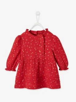 Cotton Gauze Dress With Asymmetric Fastening, For Babies - Dark Red/print 18 Cotton Gauze Dress With Asymmetric Fastening, For Babies - Dark Red/print -PETIT BATEAU Sales Store cotton gauze dress with asymmetric fastening for babies 16