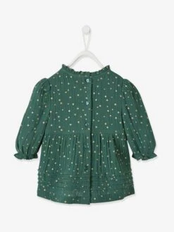 Cotton Gauze Dress With Asymmetric Fastening, For Babies - Dark Green/print -PETIT BATEAU Sales Store cotton gauze dress with asymmetric fastening for babies 22