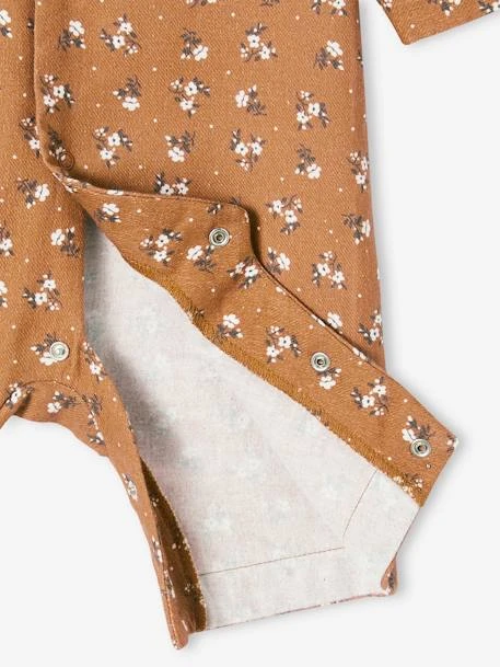 Cotton Sleepsuit With Front Opening For Baby Girls - Brown Medium All Over Printed 6 Cotton Sleepsuit With Front Opening For Baby Girls - Brown Medium All Over Printed - Image 4