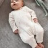 Crossover Sleepsuit In Cotton Gauze, For Babies - White/print -PETIT BATEAU Sales Store crossover sleepsuit in cotton gauze for babies
