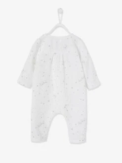 Crossover Sleepsuit In Cotton Gauze, For Babies - White/print -PETIT BATEAU Sales Store crossover sleepsuit in cotton gauze for babies 2