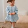 Denim Dress With Broderie Anglaise Collar For Babies - Blue Light Wasched 1 Denim Dress With Broderie Anglaise Collar For Babies - Blue Light Wasched -PETIT BATEAU Sales Store denim dress with broderie anglaise collar for babies