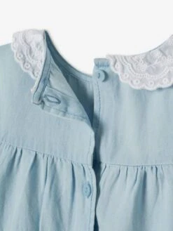 Denim Dress With Broderie Anglaise Collar For Babies - Blue Light Wasched 16 Denim Dress With Broderie Anglaise Collar For Babies - Blue Light Wasched -PETIT BATEAU Sales Store denim dress with broderie anglaise collar for babies 5