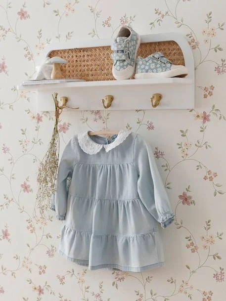 Denim Dress With Broderie Anglaise Collar For Babies - Blue Light Wasched 9 Denim Dress With Broderie Anglaise Collar For Babies - Blue Light Wasched - Image 7
