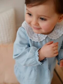 Denim Dress With Broderie Anglaise Collar For Babies - Blue Light Wasched 18 Denim Dress With Broderie Anglaise Collar For Babies - Blue Light Wasched -PETIT BATEAU Sales Store denim dress with broderie anglaise collar for babies 7