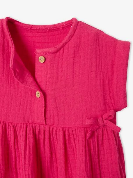 Dress In Cotton Gauze For Babies - Red Dark Solid 11 Dress In Cotton Gauze For Babies - Red Dark Solid - Image 9