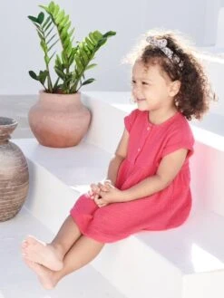 Dress In Cotton Gauze For Babies - Green Medium Solid 17 Dress In Cotton Gauze For Babies - Green Medium Solid -PETIT BATEAU Sales Store dress in cotton gauze for babies 5