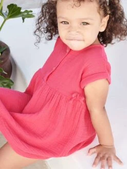 Dress In Cotton Gauze For Babies - Green Medium Solid 21 Dress In Cotton Gauze For Babies - Green Medium Solid -PETIT BATEAU Sales Store dress in cotton gauze for babies 9