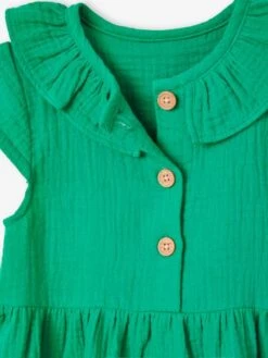 Dress In Cotton Gauze With Frilled Collar, For Babies - Orange -PETIT BATEAU Sales Store dress in cotton gauze with frilled collar for babies 3