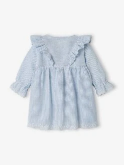 Dress In Seersucker Fabric, For Babies - Crystal Blue 7 Dress In Seersucker Fabric, For Babies - Crystal Blue -PETIT BATEAU Sales Store dress in seersucker fabric for babies 1