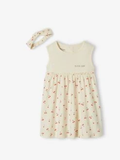 Dress & Matching Headband, For Babies - Light Green/print -PETIT BATEAU Sales Store dress matching headband for babies 27