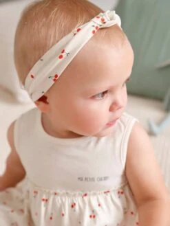 Dress & Matching Headband, For Babies - Brown Light Solid With Design -PETIT BATEAU Sales Store dress matching headband for babies 6