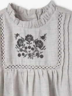 Dress With Embroidered Cravat For Babies - Khaki 12 Dress With Embroidered Cravat For Babies - Khaki -PETIT BATEAU Sales Store dress with embroidered cravat for babies 10